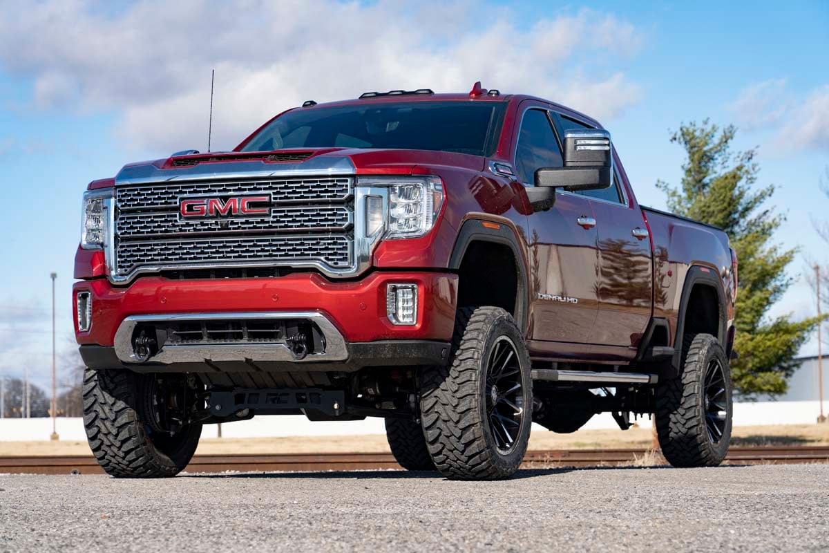 GMC Sierra 2500 HD Tow Hook to Shackle Conversion Kit - Front - Rough Country - D-Ring Combo - Black - '20-'24